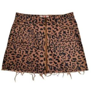 Free People | We The Free Leopard Print Denim Mini Skirt Size 26
